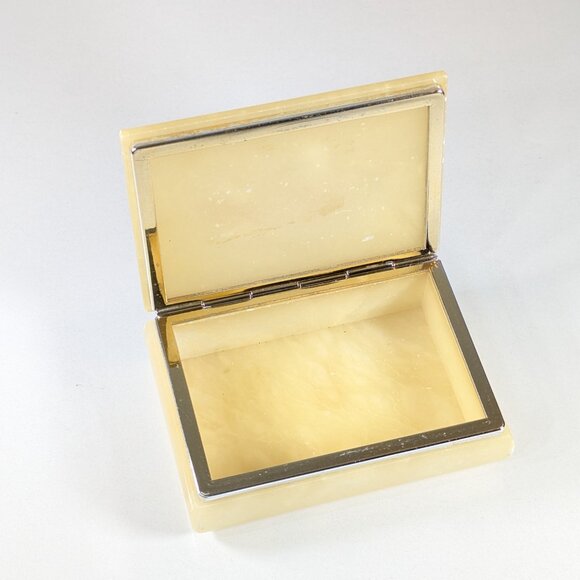 Vintage Italy genuine alabaster trinket box, cherry blossom jewelry storage box - Picture 11 of 15